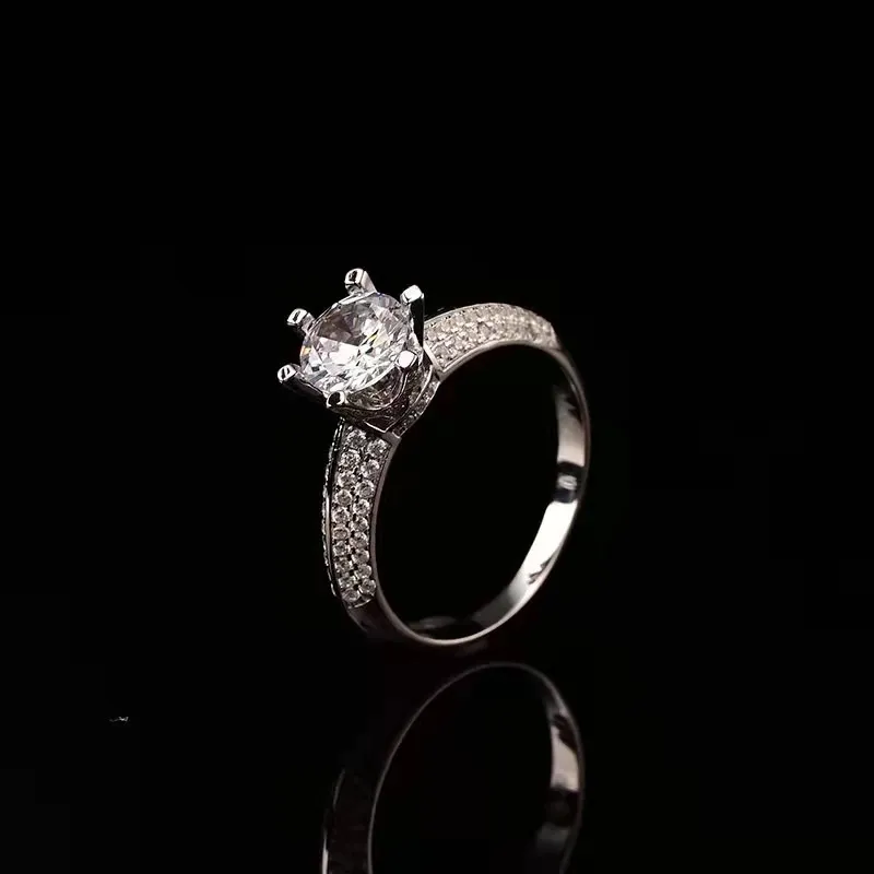 Moissanite Platinum Luxury Women's Half Wall Ring - Grocery