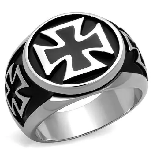 TK2226 - High polished (no plating) Stainless Steel Ring with Epoxy in Jet - Grocery