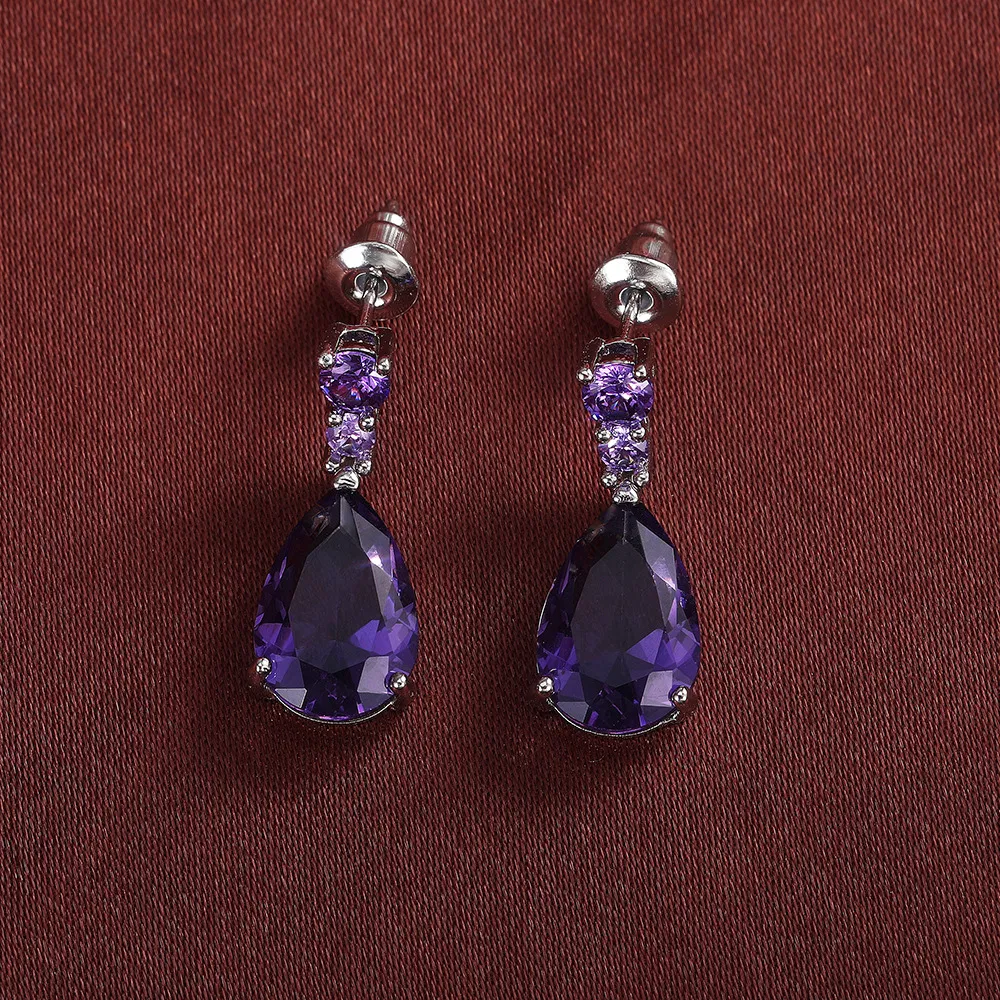 Teardrop Earrings Studded With Cubic Zircon Stud Drop Dangle Earrings Wedding Jewelry Gemstone For Women - Grocery