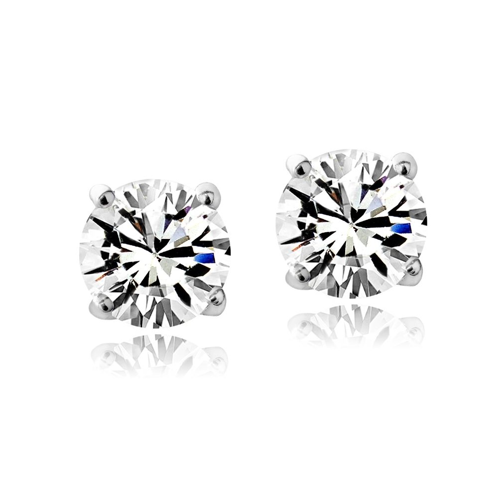Sterling Silver Clear Swarovski Elements April Birthstone Stud Earrings - Grocery