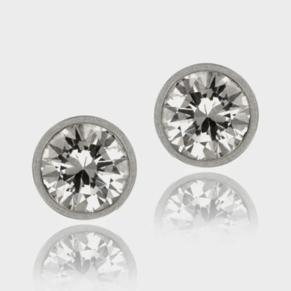 Sterling Silver CZ Bezel Martini Set Stud Earrings, 10mm - Grocery