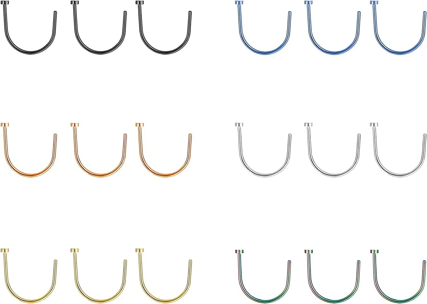 18pcs Stainless 20G Half Huggie Hoop Cuff Stud Earrings CZ Small Hoops Cartilage Fashion Hypoallergenic Piercing Studs for Women Sensitive Ears - Grocery