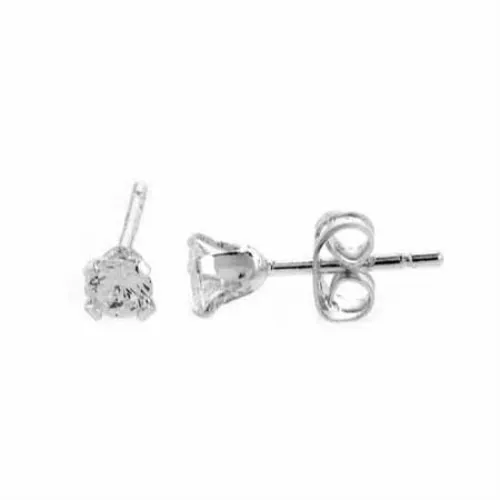 Sterling Silver CZ 4mm Round Stud Earrings - Grocery
