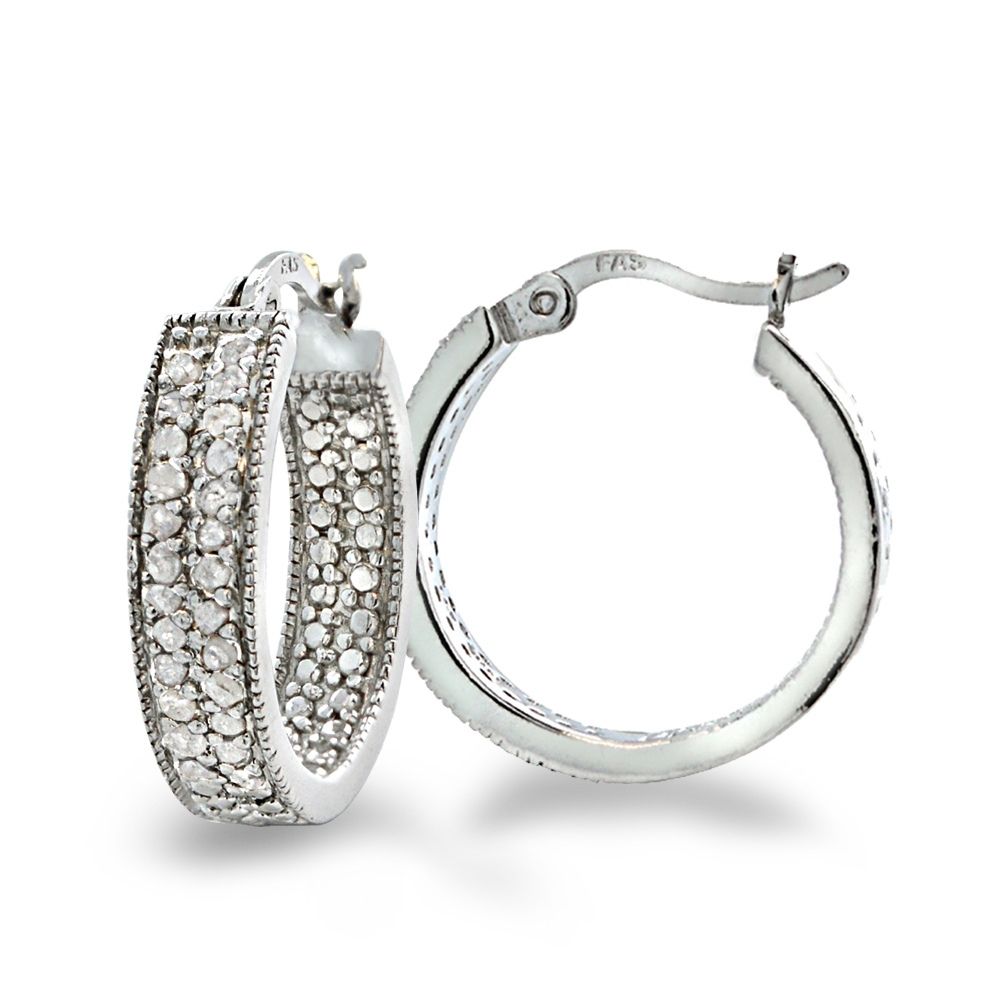 1/2 Ct Diamond 2-Row Hoop Earrings - Grocery