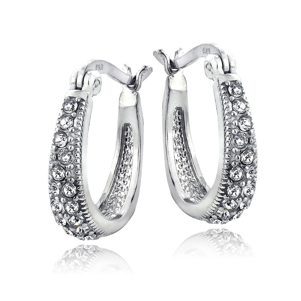 Silver Tone Swarovski Elements Small Hoop Earrings - Grocery