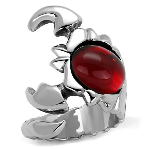 TK1969 - High polished (no plating) Stainless Steel Ring with Synthetic Synthetic Glass in Siam - Grocery