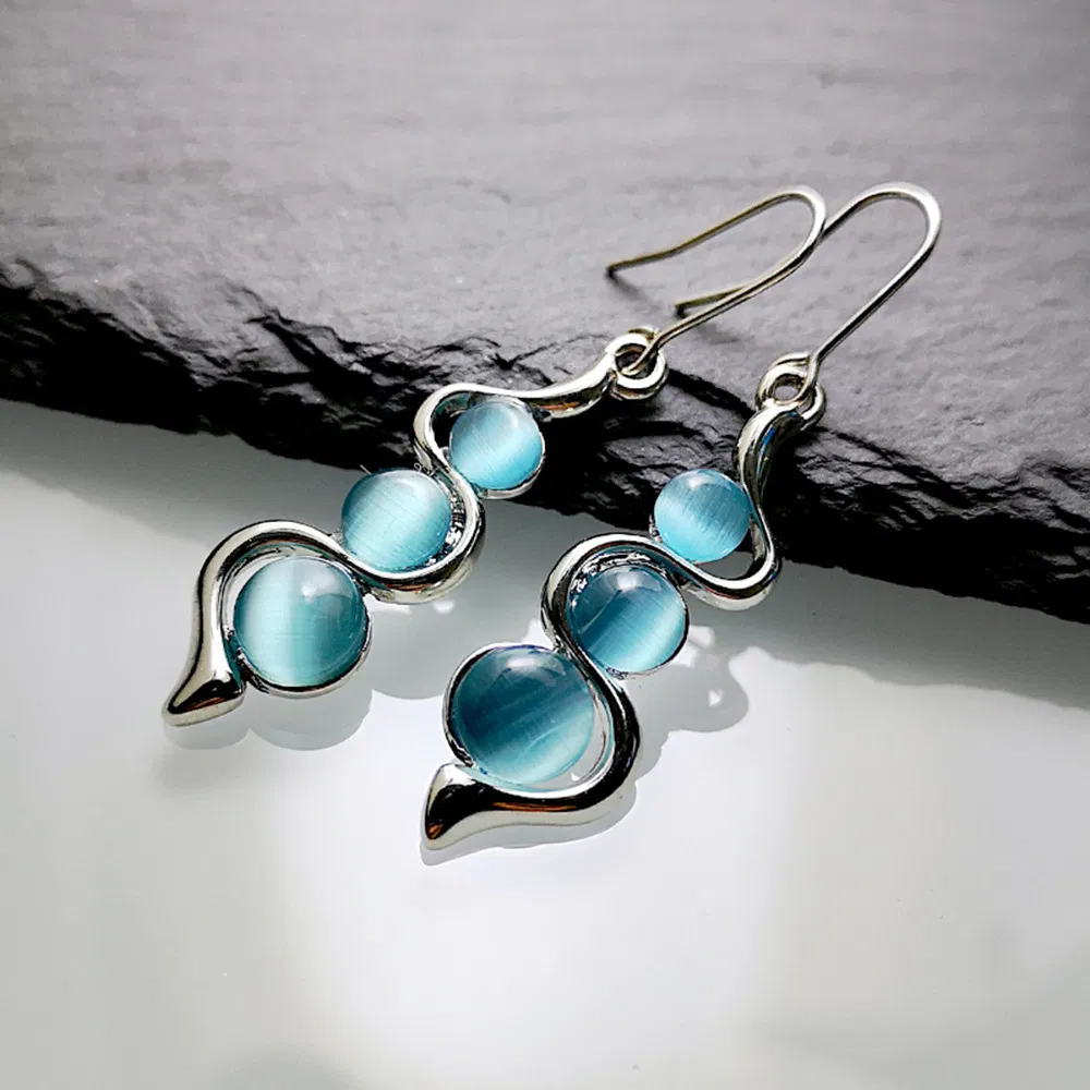 Bohemian Vintage Creative Opal Earring 925 Silver Plated Engagement Party Dangle Earring For Women Statement Jewelry - Grocery