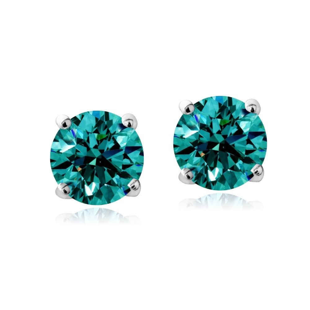 Sterling Silver Topaz Swarovski Elements December Birthstone Stud Earrings - Grocery