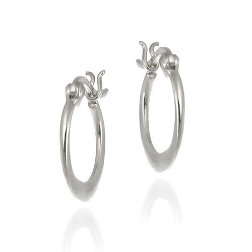 Sterling Silver 15mm Flat Polished Hoop Earrings - Grocery