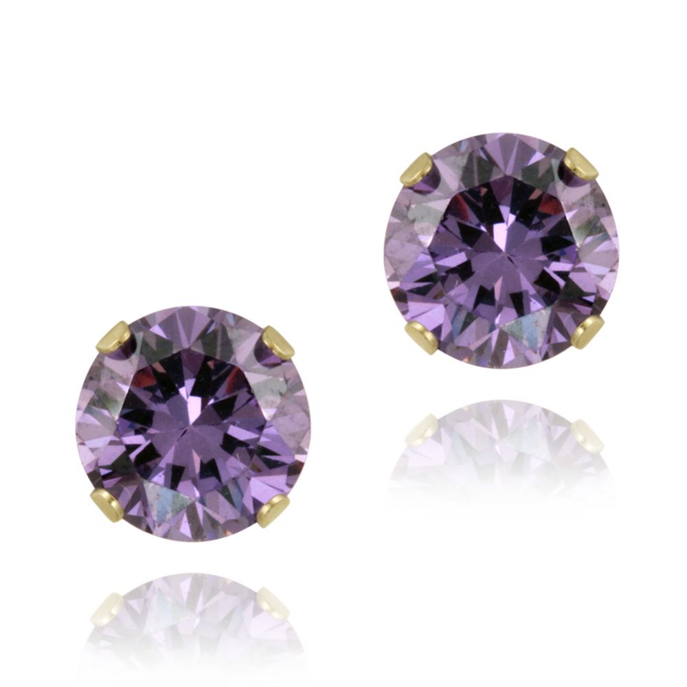 18K Gold over Sterling Silver 2.4ct Amethyst Stud Earrings, 7mm - Grocery