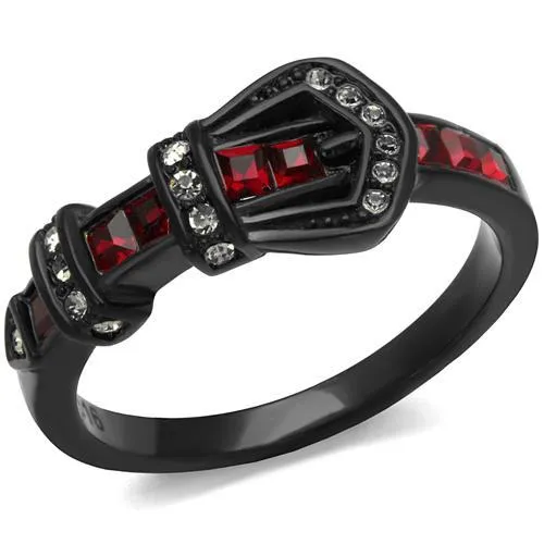 TK1334J - IP Black(Ion Plating) Stainless Steel Ring with Top Grade Crystal in Multi Color - Grocery