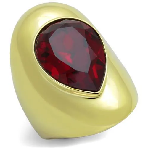 TK1836 - IP Gold(Ion Plating) Stainless Steel Ring with Top Grade Crystal in Siam - Grocery