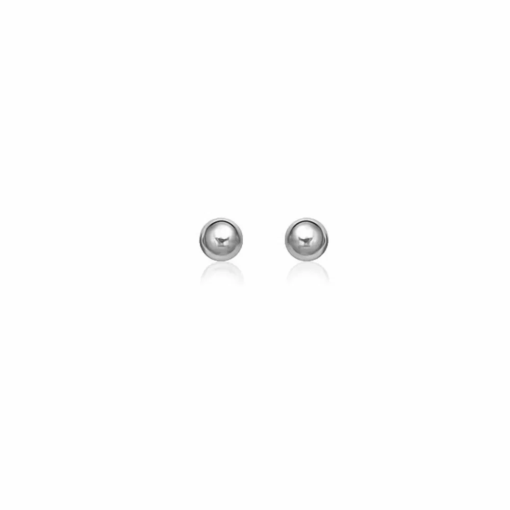 14k White Gold Classic Round Stud Earrings (5.0 mm) - Grocery