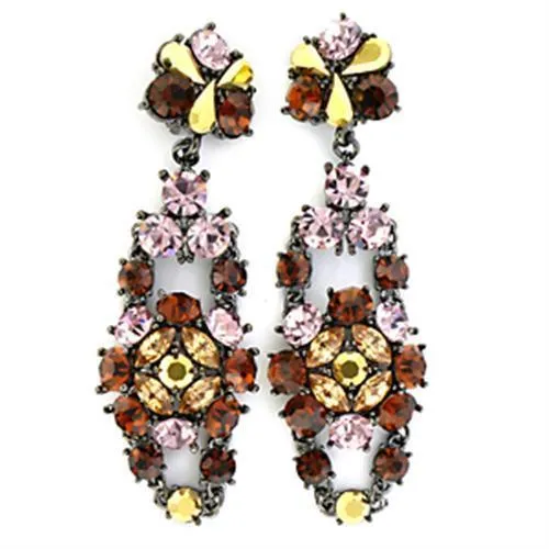 LO629 - Ruthenium White Metal Earrings with Top Grade Crystal in Multi Color - Grocery