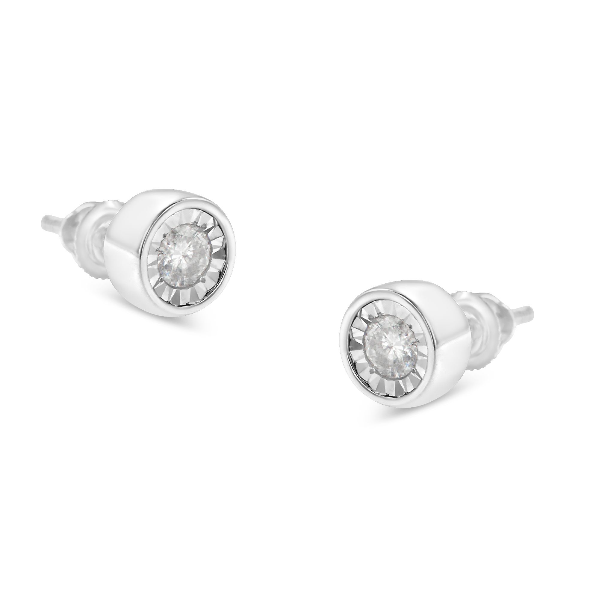 10K White Gold Diamond Floral Stud Earrings (3/8 cttw, I-J Color, I2-I3 Clarity) - Grocery
