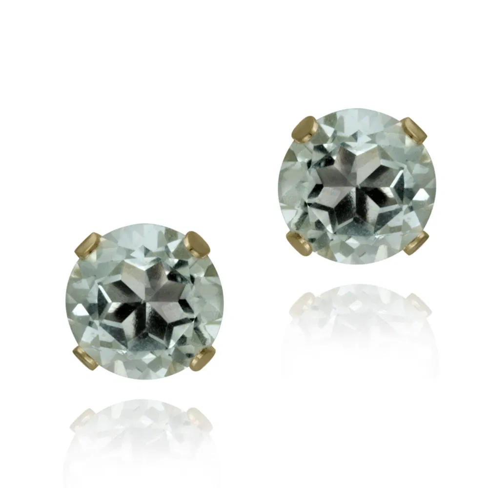 14K Yellow Gold 2.1ct Blue Topaz Stud Earrings, 6mm - Grocery