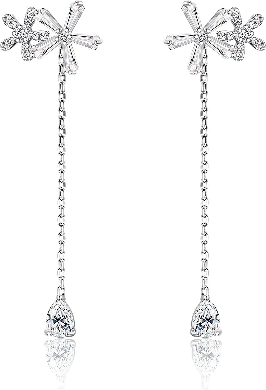 925 Sterling Silver Dangling Earrings for Women CZ Leaf Cuff Ear Crawler Earrings - Grocery