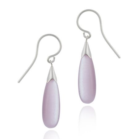 Sterling Silver Purple Cats Eye Teardrop Dangle Earrings - Grocery