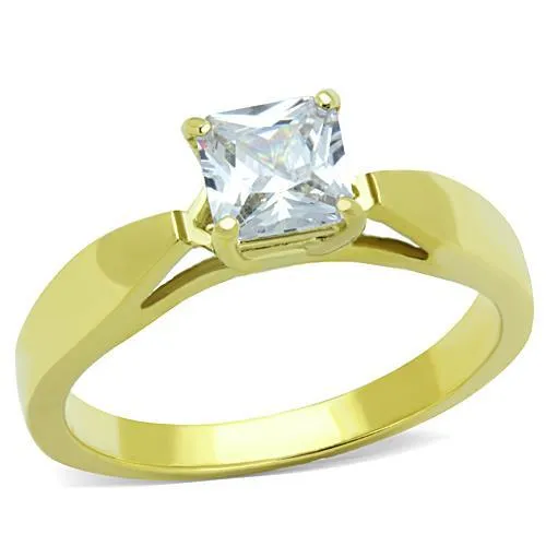 TK1511 - IP Gold(Ion Plating) Stainless Steel Ring with AAA Grade CZ in Clear - Grocery