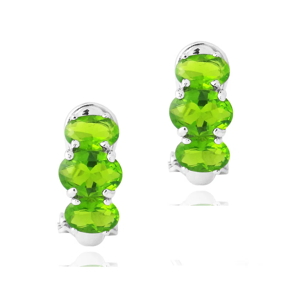 Sterling Silver Light Green CZ Huggie Earrings - Grocery