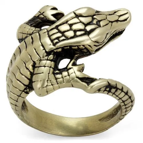 TK2459 - IP Antique Copper Stainless Steel Ring with Epoxy in Jet - Grocery