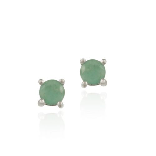 Sterling Silver 4mm Round Genuine Emerald Stud Earrings - Grocery