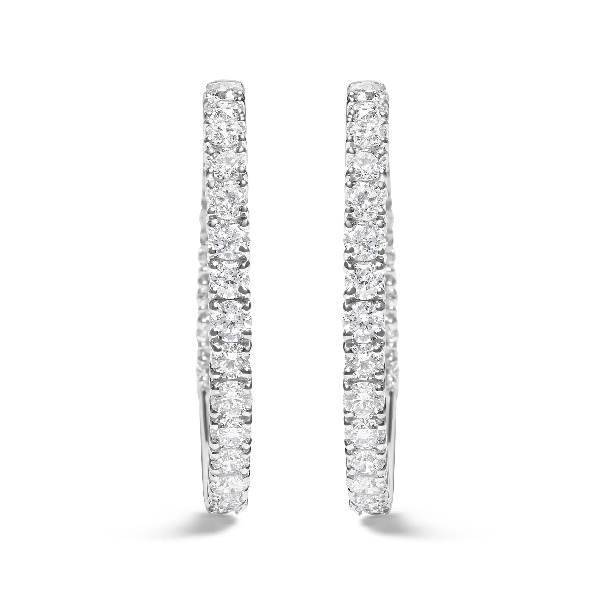 14K White Gold 5.00 Cttw Lab Grown Diamond Inside Out Hoop Earrings (F-G Color, VS1-VS2 Clarity) - Grocery