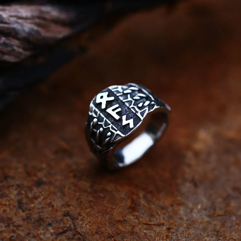 Vintage Stainless Steel Viking Ring Men - Grocery
