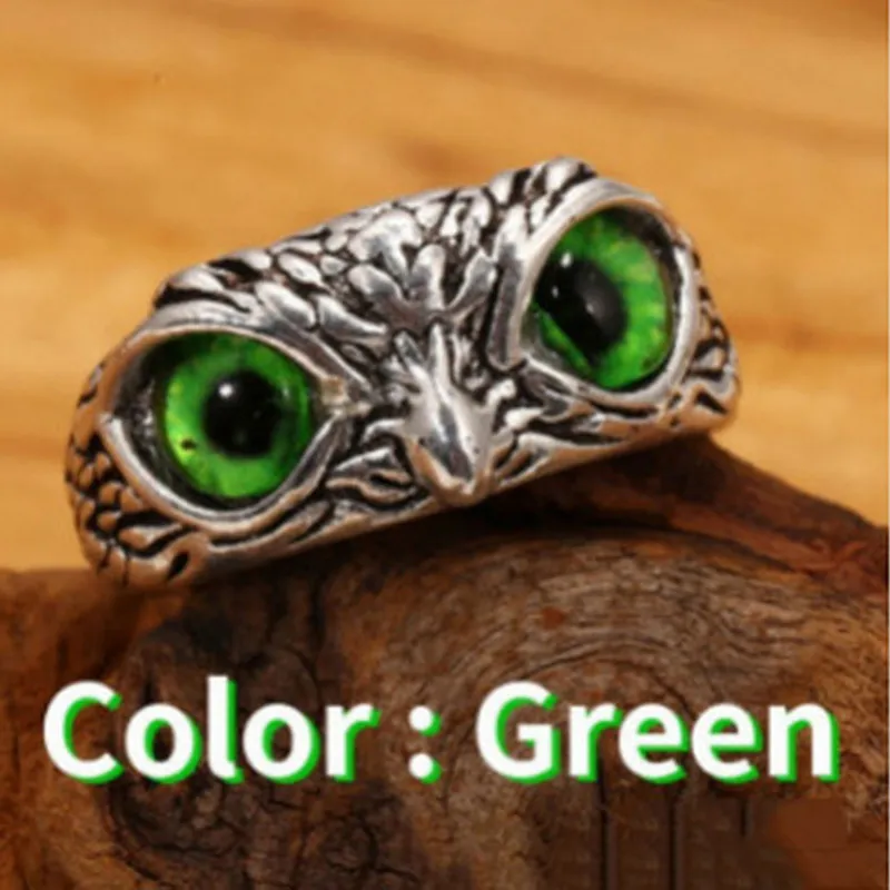 Emon Eye Owl Ring; Vintage Animal Open Statement Adjustable Finger Rings For Men - Grocery