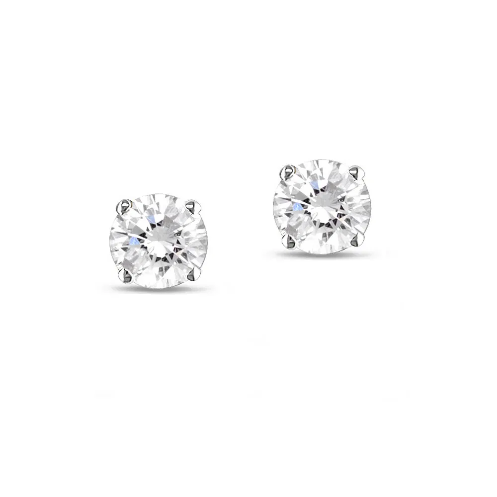 Sterling Silver 2ct Created White Sapphire Round Stud Earrings, 6mm - Grocery