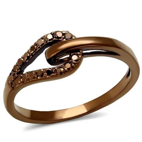 3W1161 - IP Coffee light Brass Ring with AAA Grade CZ in Light Coffee - Grocery
