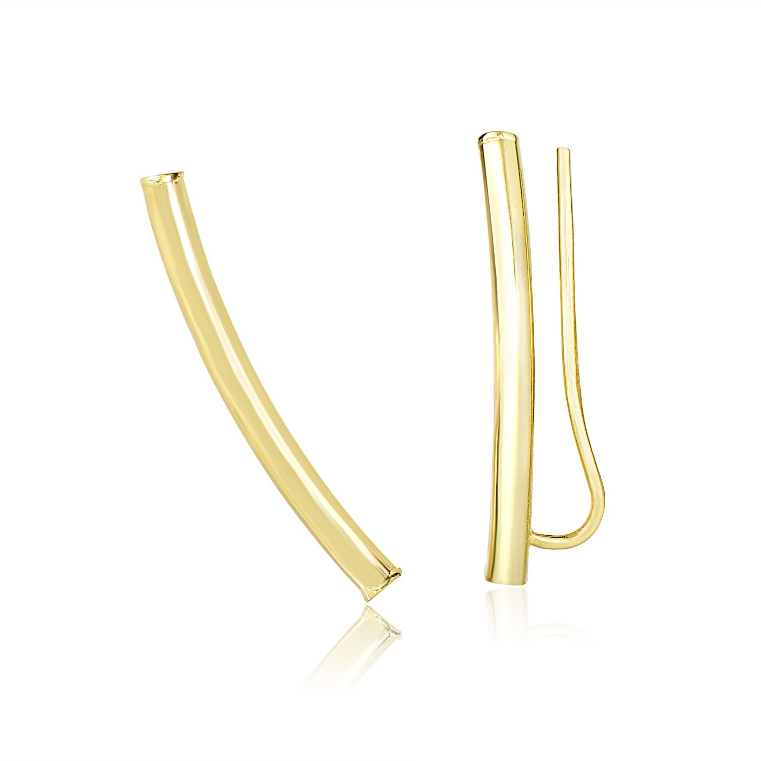 14k Yellow Gold Curved Tube Polished Earrings - Grocery