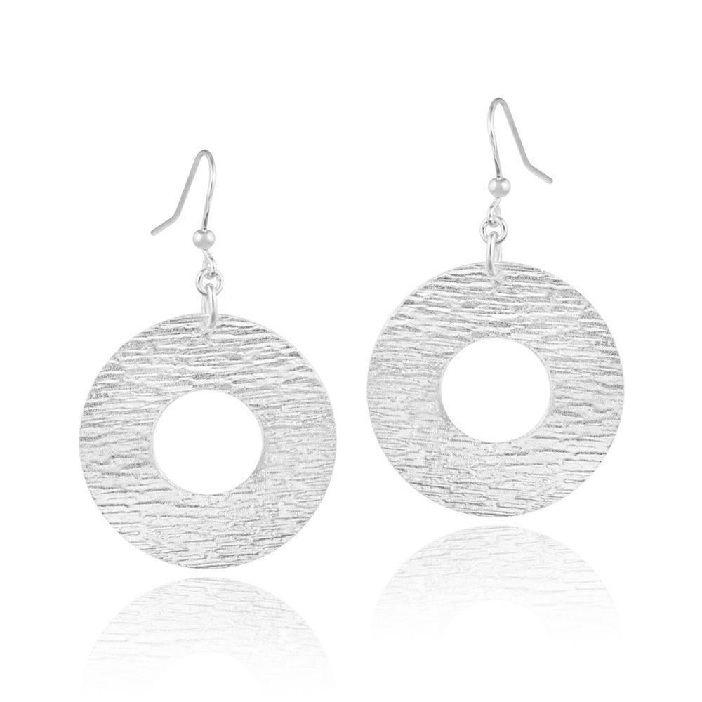 Sterling Silver Hammered Circle Dangle Earrings - Grocery