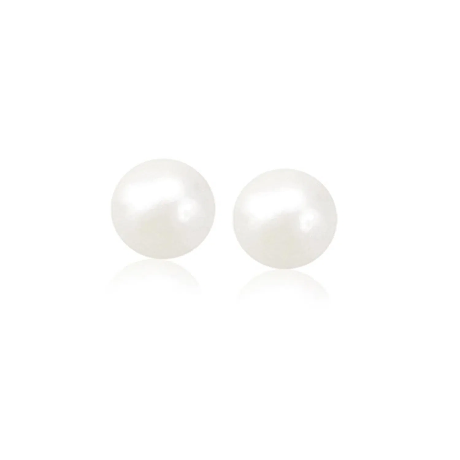 14k Yellow Gold Freshwater Cultured White Pearl Stud Earrings (8mm) - Grocery