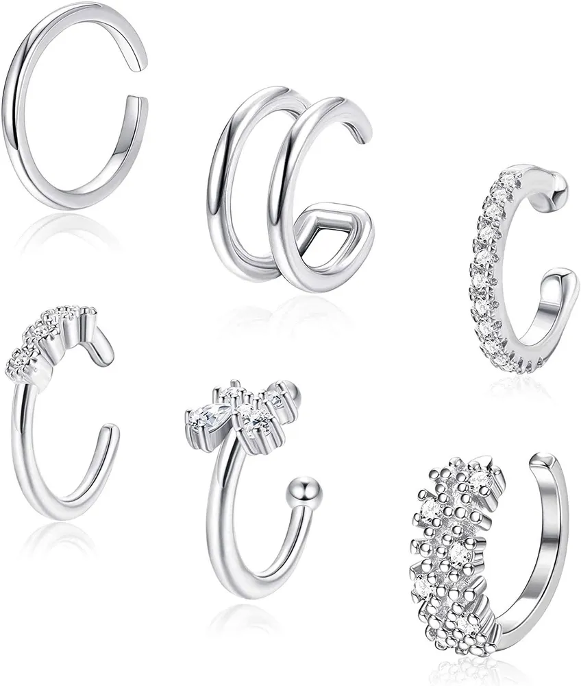 6 Pcs Gold Plated Ear Cuffs Earring No Piercing Cartilage Earring Cuffs For Women Fashion Clip On Ear Cuff Set - Grocery