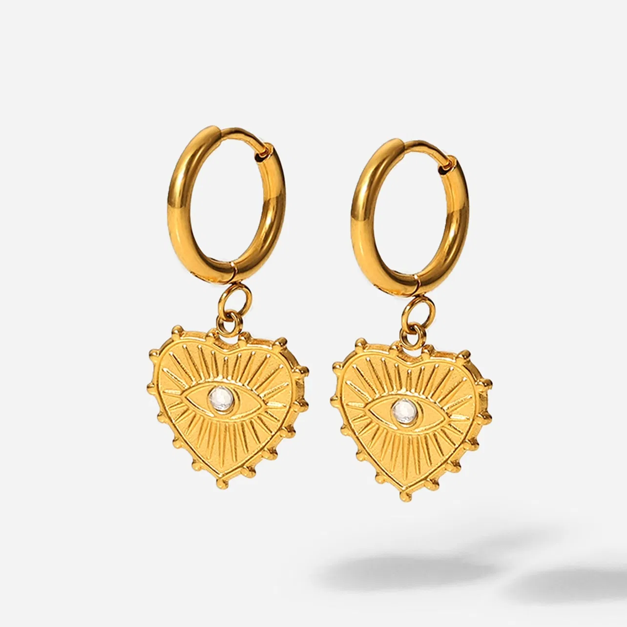 Devil's Eye Earring Peach Heart Embedded Diamond - Grocery