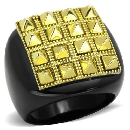 TK1842 - IP Gold+ IP Black (Ion Plating) Stainless Steel Ring with No Stone - Grocery