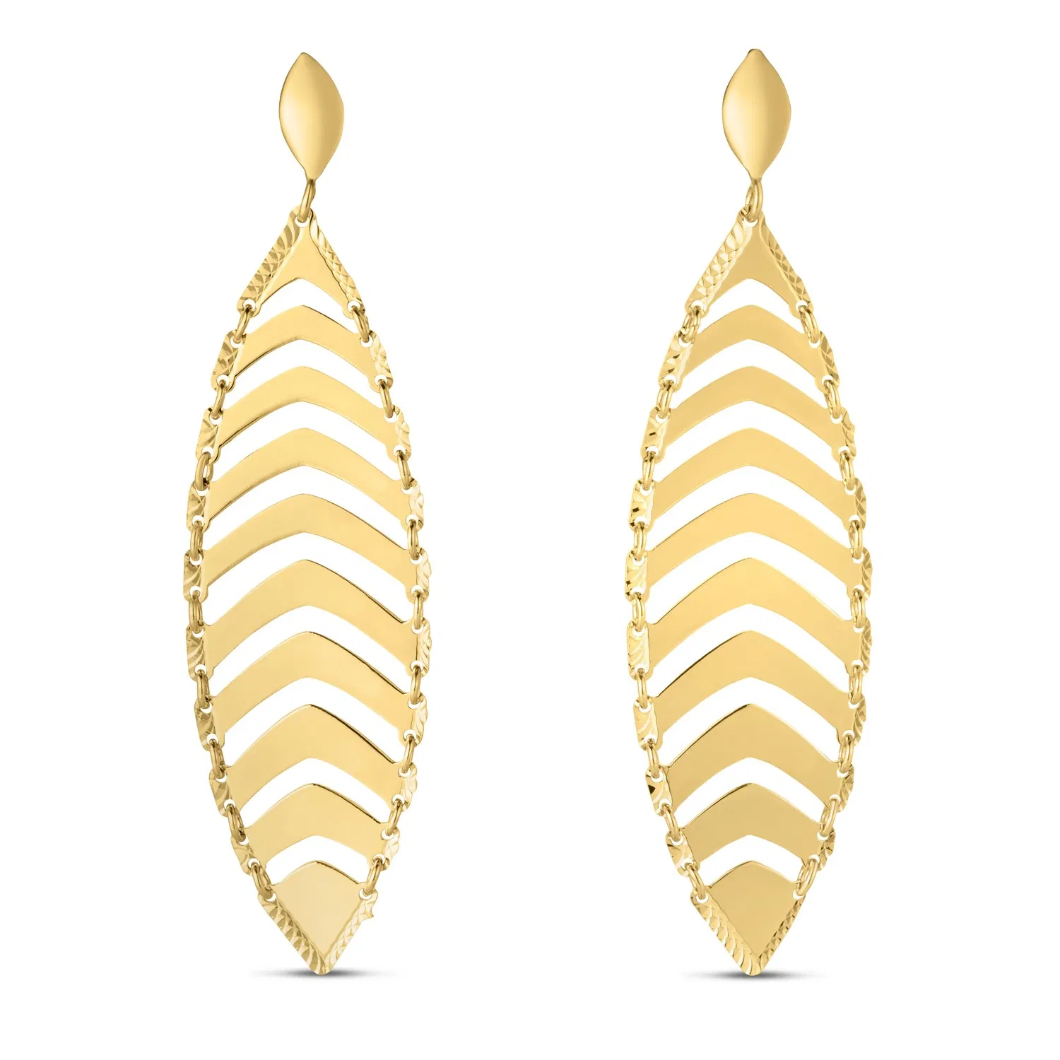 14k Yellow Gold Drop Leaf Earrings - Grocery