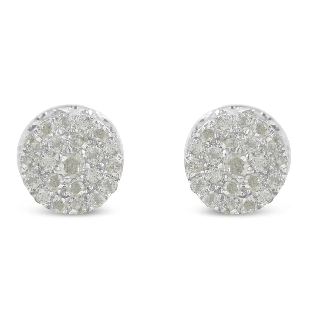 10k White Gold Diamond Cluster Stud Earrings (0.5 cttw, I-J Color, I2-I3 Clarity) - Grocery
