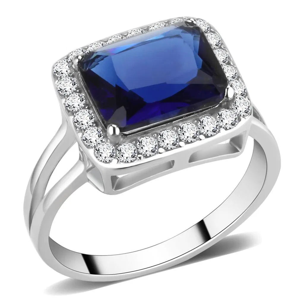 TK3696 - High polished (no plating) Stainless Steel Ring with Synthetic Synthetic Glass in Montana - Grocery