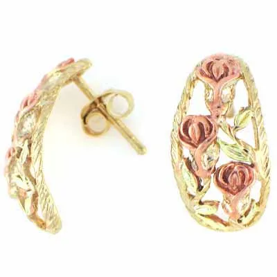18K Gold over Sterling Silver Two-Tone Rose Half-Hoop Earrings - Grocery
