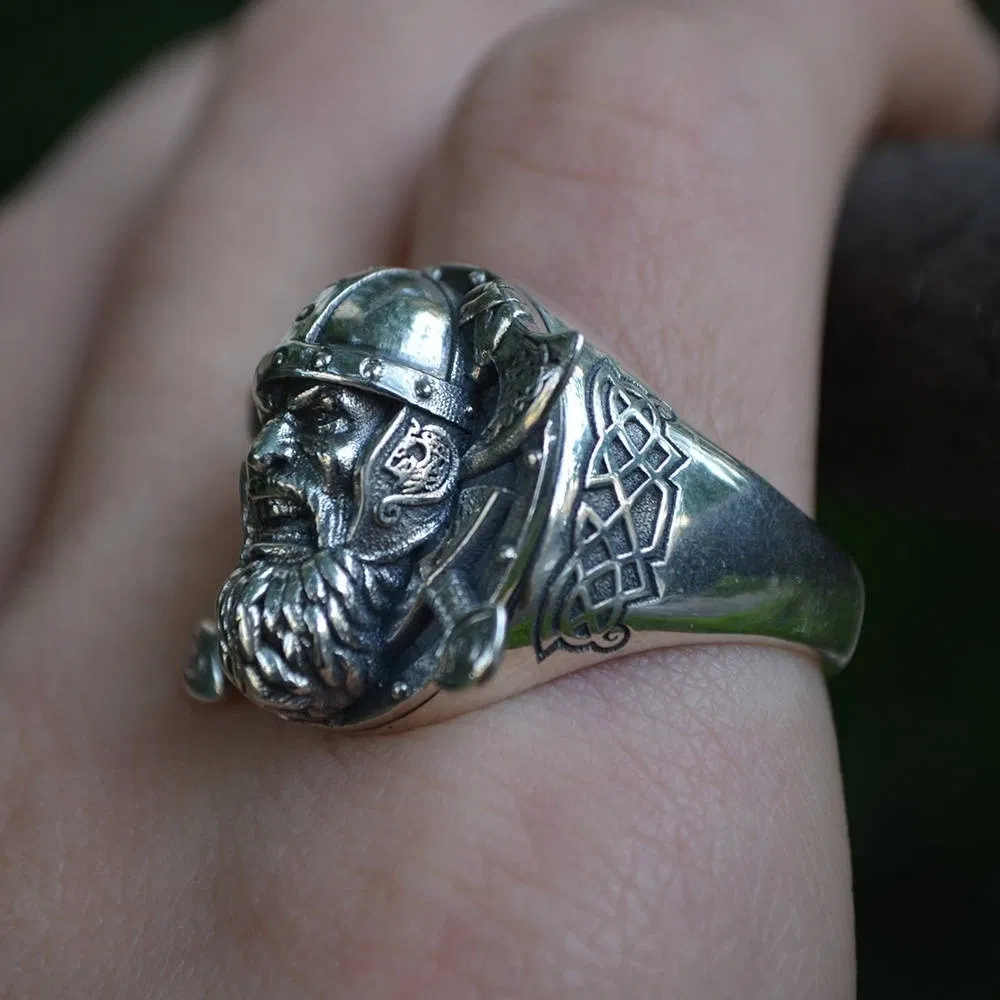 Men's Stainless Steel Nordic Viking Amulet Shape Ring - Grocery