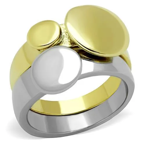 TK1706 - Two-Tone IP Gold (Ion Plating) Stainless Steel Ring with No Stone - Grocery