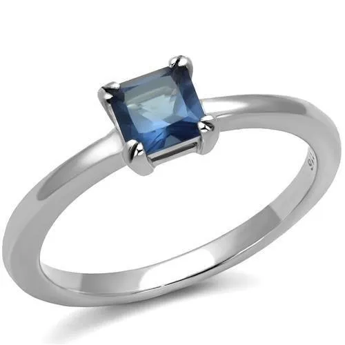 TK2979 - High polished (no plating) Stainless Steel Ring with Synthetic Synthetic Glass in Montana - Grocery