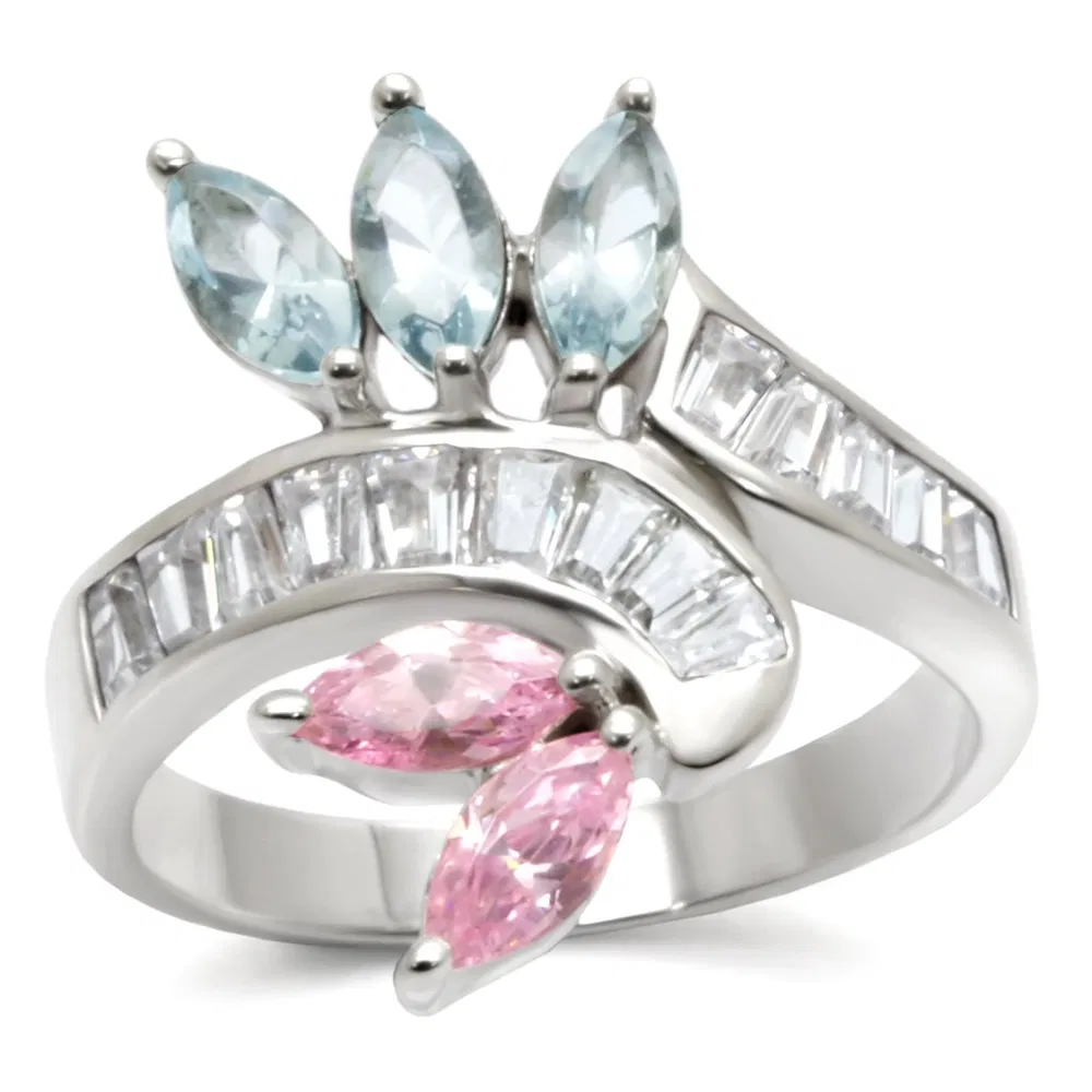 32814 - High-Polished 925 Sterling Silver Ring with AAA Grade CZ in Multi Color - Grocery