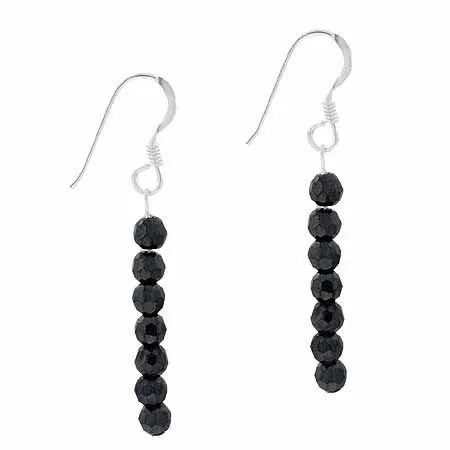 Sterling Silver Onyx 6 Bead Dangle Earrings - Grocery