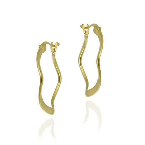 18K Gold over Sterling Silver 22mm Crinkle Hoop Earrings - Grocery