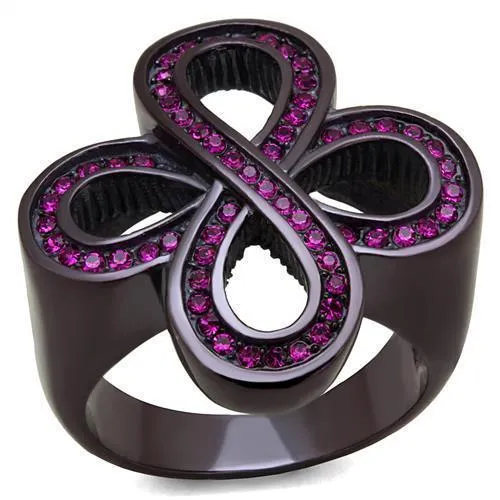 TK2763 - IP Dark Brown (IP coffee) Stainless Steel Ring with Top Grade Crystal in Fuchsia - Grocery