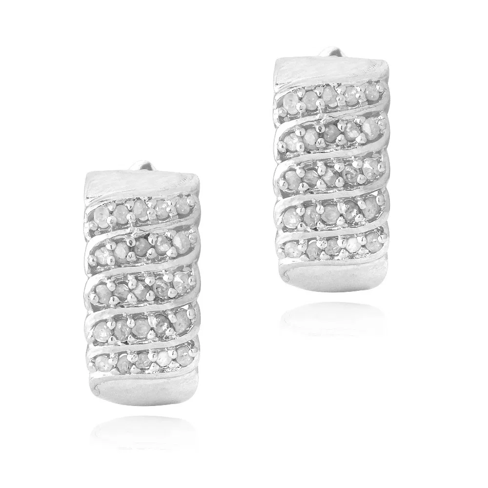Silver Tone 1/2ct Diamonds Huggie Earrings - Grocery