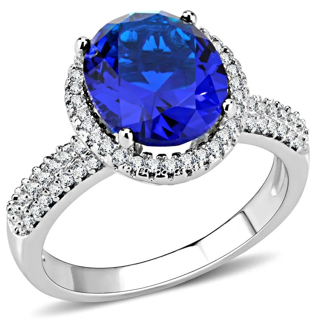3W1516 - Rhodium Brass Ring with Synthetic in Montana - Grocery